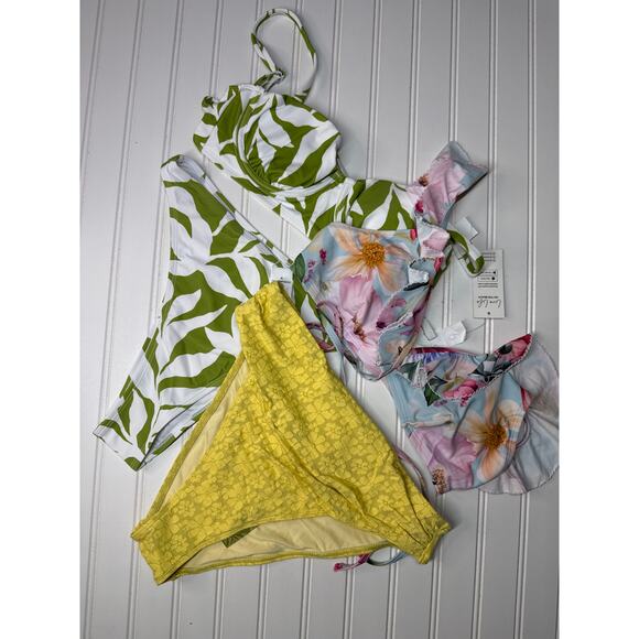 NWT Cupshe Two Piece Swimsuit Palmer Lace-Up Bikini Top Hi-Rise Bikini BUNDLE M - Picture 1 of 6